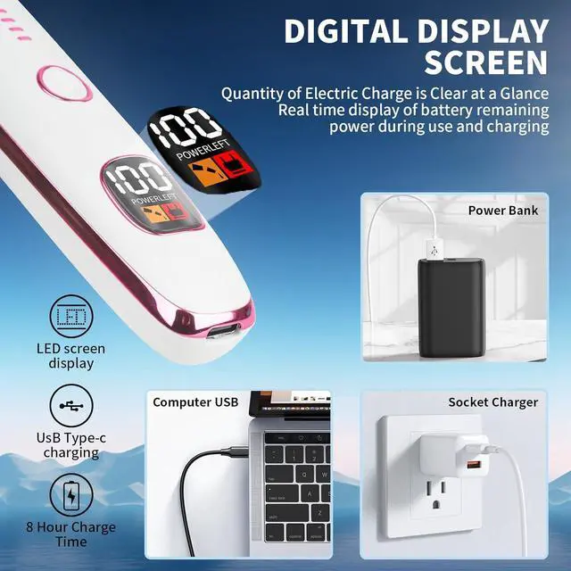 Alt view image 4 of 7 - 2025 Rechargeable Nose and Ear Hair Trimmer with LED Dispaly for Women Men,4 in 1 Painless Eyebrow & Facial Hair Trimmer with Powerful Motor,Ladies Wet & Dry Electric Razor (White)