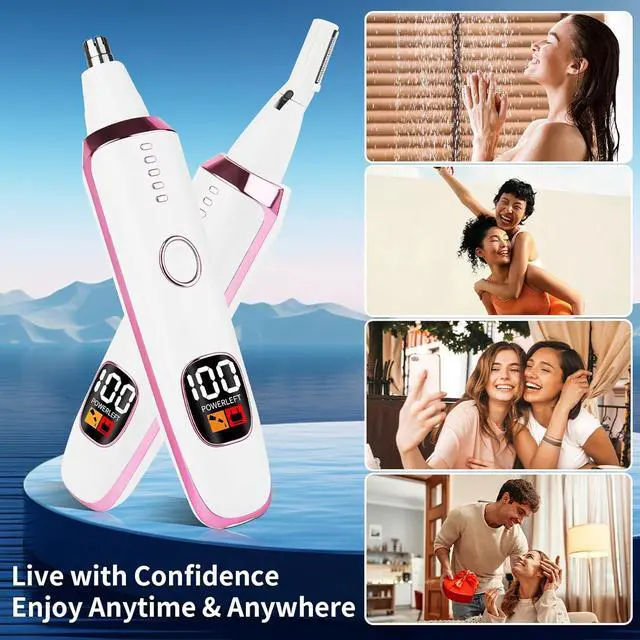 Alt view image 7 of 7 - 2025 Rechargeable Nose and Ear Hair Trimmer with LED Dispaly for Women Men,4 in 1 Painless Eyebrow & Facial Hair Trimmer with Powerful Motor,Ladies Wet & Dry Electric Razor (White)