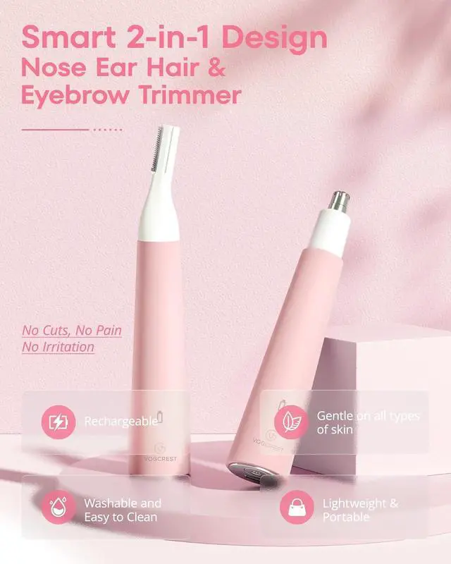 Alt view image 7 of 7 - Nose Hair Trimmer for Women, Portable, Waterproof, Rechargeable, 2-in-1 Trimmer, Easy to Clean, Suitable for Sensitive Skin