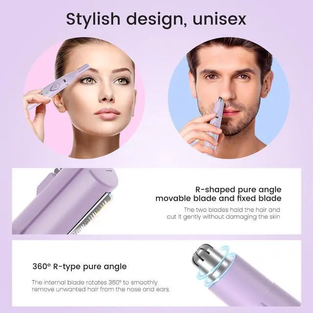 Alt view image 2 of 7 - Ear and Nose Hair Trimmer for Women, 2025 Professional Painless 2 in 1 USB Rechargeable Eyebrow & Facial Hair Trimmer, Precision Tool with Powerful Motor and Dual-Edge Blades, IPX7 Waterproof