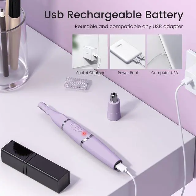 Alt view image 5 of 7 - Ear and Nose Hair Trimmer for Women, 2025 Professional Painless 2 in 1 USB Rechargeable Eyebrow & Facial Hair Trimmer, Precision Tool with Powerful Motor and Dual-Edge Blades, IPX7 Waterproof