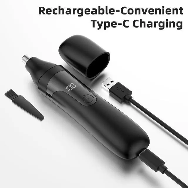 Alt view image 4 of 7 - Nose Hair Trimmer, Rechargeable Professional Painless Nose Trimmer for Ear and Eyebrow, with Dual Edge Blades Easy Cleaning and Washing (Black)