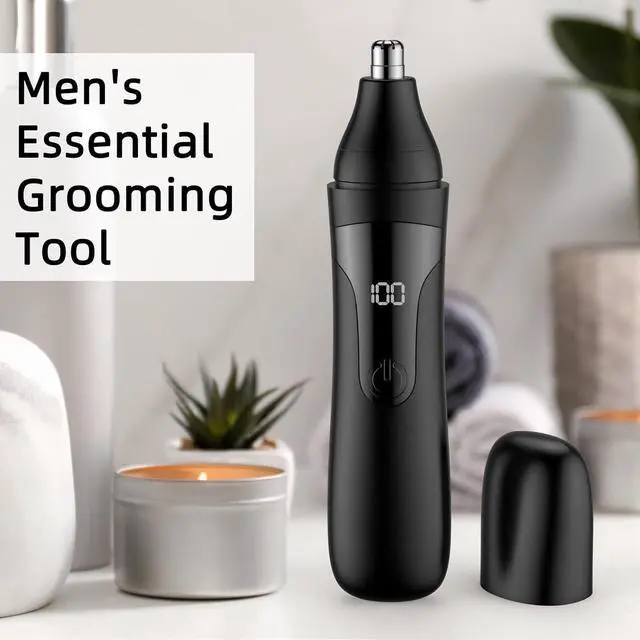 Alt view image 7 of 7 - Nose Hair Trimmer, Rechargeable Professional Painless Nose Trimmer for Ear and Eyebrow, with Dual Edge Blades Easy Cleaning and Washing (Black)