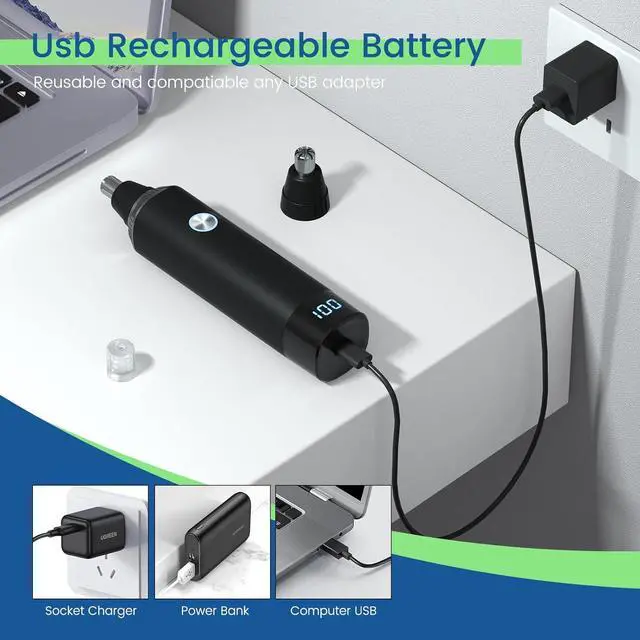 Alt view image 4 of 7 - Ear and Nose Hair Trimmer for Men, 2025 Professional Painless USB Rechargeable Eyebrow & Facial Hair Trimmer, 13,000 RPM Precision Tool with Powerful Motor and Dual-Edge Blades, IPX7 Waterproof