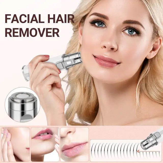 Alt view image 2 of 5 - Nose Hair Trimmer for Women Men, Electric 2 in 1 Face Shaver and Eyebrow Trimmer, White Rechargeable Facial Hair Remover with Built-in LED Light