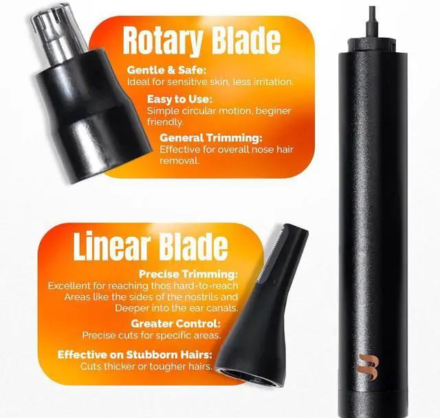 Alt view image 2 of 6 - Brio Nose Hair Trimmer for Men & Women, Comfortable Eyebrow Trimmer with Sleek Design, Ear Hair Trimmer Equipped with a 2 - Edge Rotary & Linear Blade