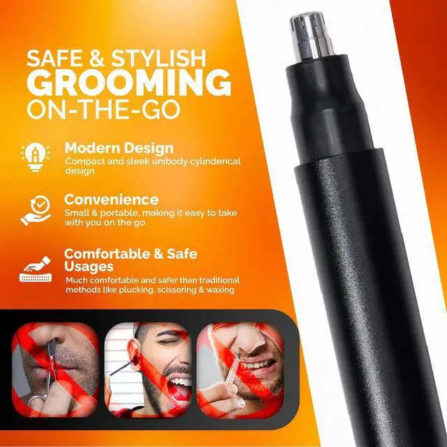 Alt view image 3 of 6 - Brio Nose Hair Trimmer for Men & Women, Comfortable Eyebrow Trimmer with Sleek Design, Ear Hair Trimmer Equipped with a 2 - Edge Rotary & Linear Blade
