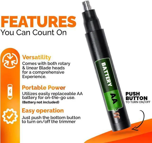 Alt view image 5 of 6 - Brio Nose Hair Trimmer for Men & Women, Comfortable Eyebrow Trimmer with Sleek Design, Ear Hair Trimmer Equipped with a 2 - Edge Rotary & Linear Blade