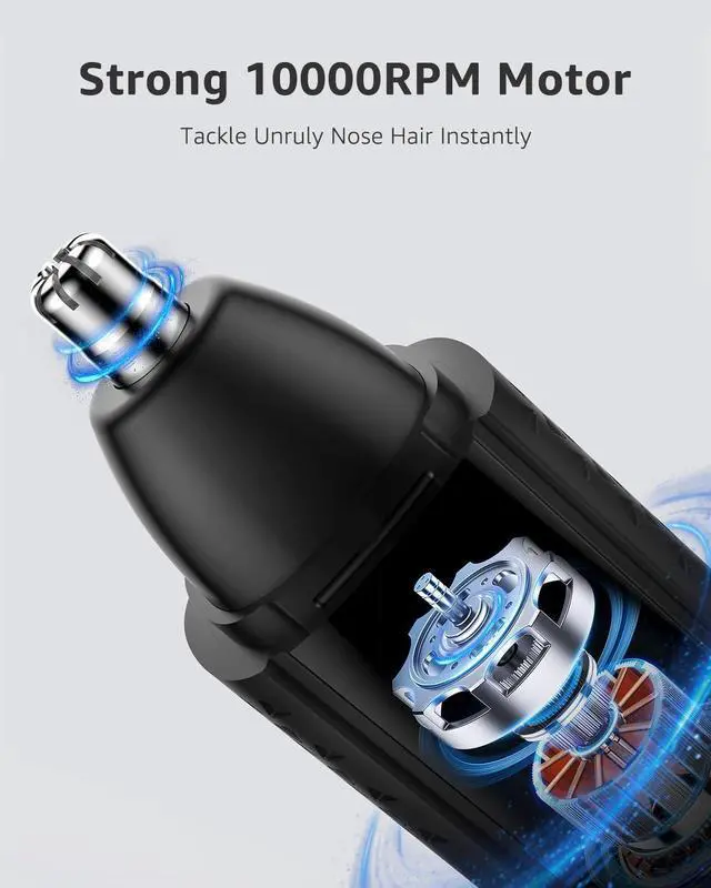 Alt view image 2 of 7 - MANSPOT Nose & Ear Hair Trimmer for Men, 10000-RPM Electric Nose Trimmer for Men with Vacuum Cleaning System, IPX7 Waterproof, USB-C Charge, 90min Runtime,Magnetic Detachable Blade Head,Easy to Clean
