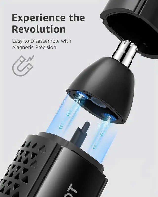 Alt view image 4 of 7 - MANSPOT Nose & Ear Hair Trimmer for Men, 10000-RPM Electric Nose Trimmer for Men with Vacuum Cleaning System, IPX7 Waterproof, USB-C Charge, 90min Runtime,Magnetic Detachable Blade Head,Easy to Clean