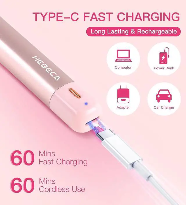 Alt view image 6 of 7 - Nose Hair Trimmer for Women 3in1 Facial Hair Removal Trimmers with Storage Base - Waterproof, Portable USB Rechargeable with Travel Bag- Trims Nose, Ear, Eyebrow, Peach-Fuzz, Lips, Chin Face Hair