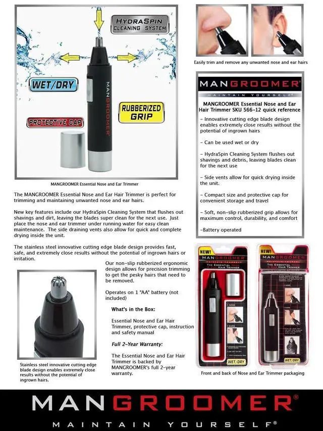 Alt view image 5 of 7 - MANGROOMER PRO Essential Nose and Ear Hair Trimmer
