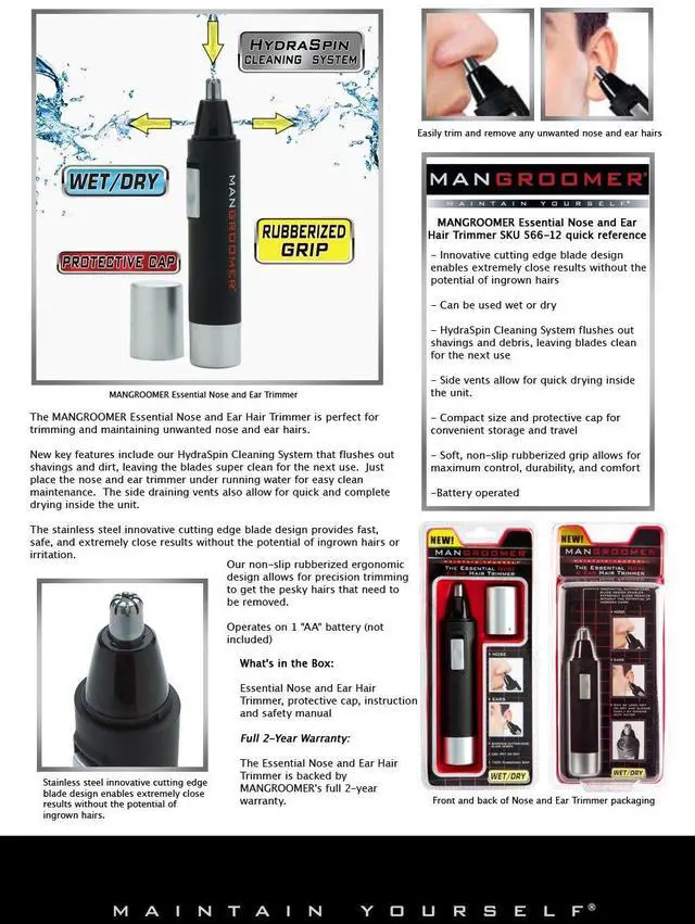 Alt view image 7 of 7 - MANGROOMER PRO Essential Nose and Ear Hair Trimmer