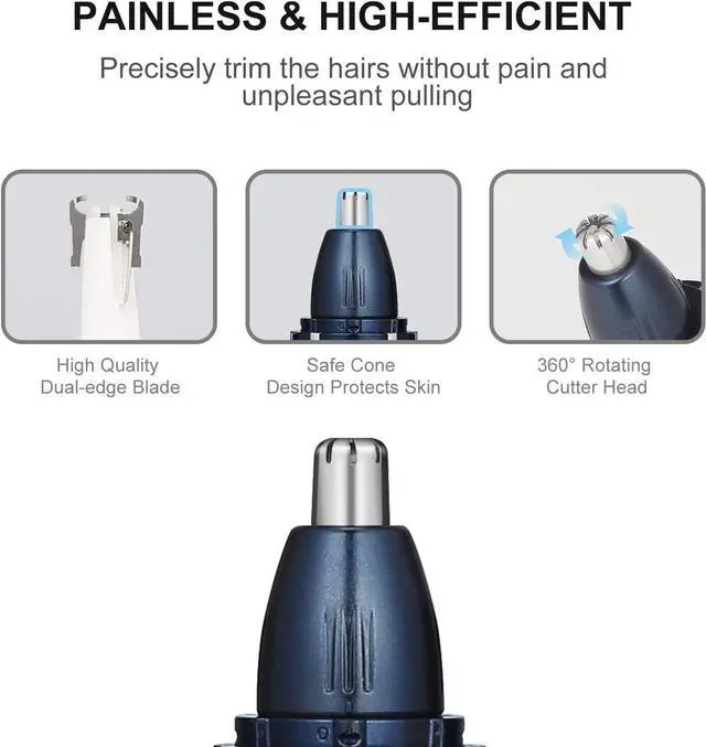 Alt view image 3 of 7 - ONEDONE Nose Hair Trimmer - 3 in 1 USB Rechargeable Ear Nose Hair Trimmer for Men, Dual-Edge Blades Painless Electric Ear Trimmer Eyebrow Clipper Father's Day Gifts