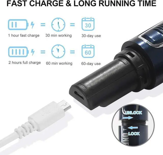 Alt view image 5 of 7 - ONEDONE Nose Hair Trimmer - 3 in 1 USB Rechargeable Ear Nose Hair Trimmer for Men, Dual-Edge Blades Painless Electric Ear Trimmer Eyebrow Clipper Father's Day Gifts