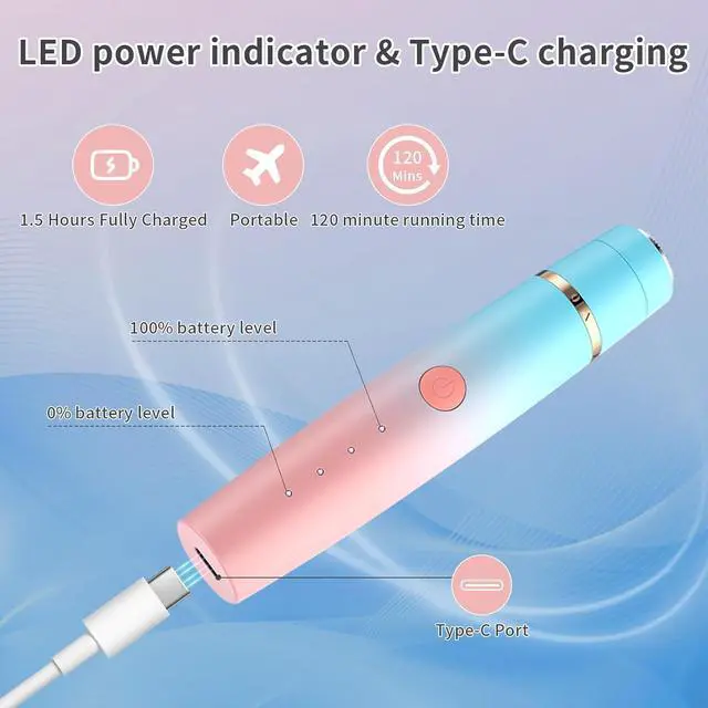 Alt view image 5 of 7 - Nose Hair Trimmer for Men and Women, Eyebrow Trimmer, Electric Shaver Razor 3 in 1, Portable, Waterproof and Rechargeable for Ears, Face, Legs (Blue Pink)