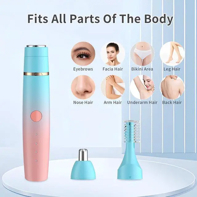Alt view image 6 of 7 - Nose Hair Trimmer for Men and Women, Eyebrow Trimmer, Electric Shaver Razor 3 in 1, Portable, Waterproof and Rechargeable for Ears, Face, Legs (Blue Pink)