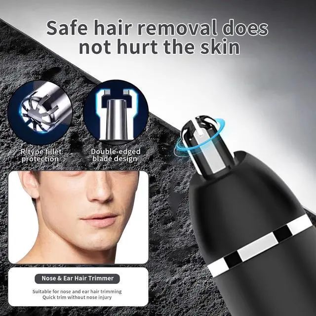 Alt view image 2 of 7 - Nose Hair Trimmer for Men and Women, Portable, Waterproof and Rechargeable for Ears, Face (Black)