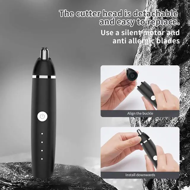 Alt view image 3 of 7 - Nose Hair Trimmer for Men and Women, Portable, Waterproof and Rechargeable for Ears, Face (Black)
