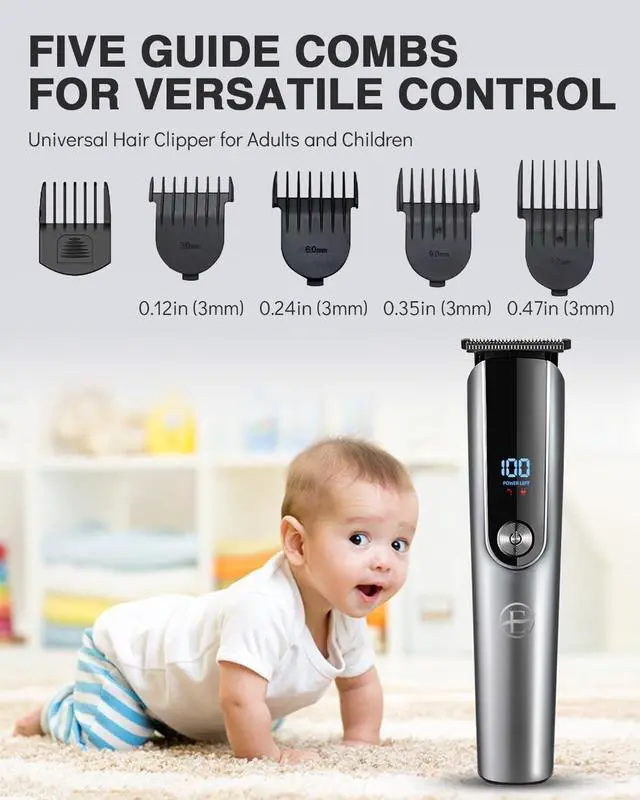 Alt view image 6 of 7 - Beard Trimmer for Men - 5 in 1 Kit Electric Razor, Nose Hair Trimmer with LED Display, Cordless Mustache Body Face Grooming Kit, Rechargeable Beard Shaver (Aluminum)