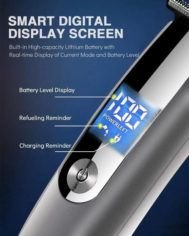 Alt view image 7 of 7 - Beard Trimmer for Men - 5 in 1 Kit Electric Razor, Nose Hair Trimmer with LED Display, Cordless Mustache Body Face Grooming Kit, Rechargeable Beard Shaver (Aluminum)