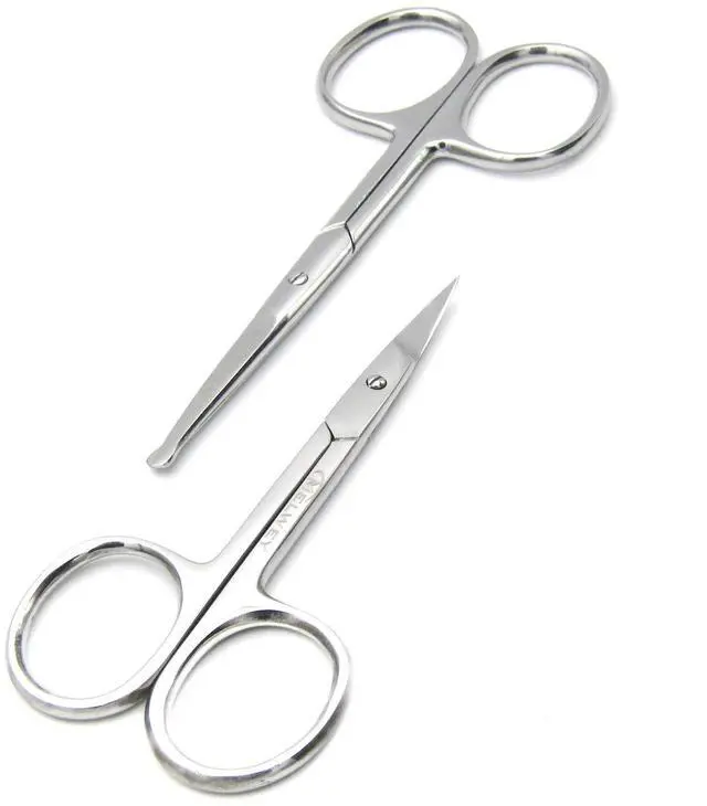 Alt view image 3 of 7 - Pack of 2 Curved & Rounded Blunt Tip Stainless Steel Small Scissors for Eyebrows & Eyelashes, Beard Trimming & Moustache, Baby Nails, Nose & Facial Hair