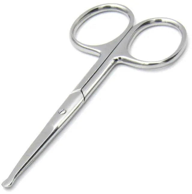Alt view image 5 of 7 - Pack of 2 Curved & Rounded Blunt Tip Stainless Steel Small Scissors for Eyebrows & Eyelashes, Beard Trimming & Moustache, Baby Nails, Nose & Facial Hair