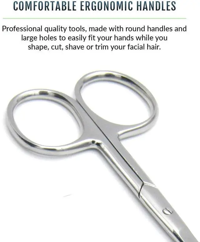Alt view image 4 of 7 - Pack of 2 Curved & Rounded Blunt Tip Stainless Steel Small Scissors for Eyebrows & Eyelashes, Beard Trimming & Moustache, Baby Nails, Nose & Facial Hair