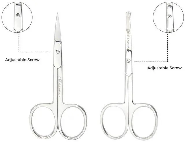 Alt view image 7 of 7 - Pack of 2 Curved & Rounded Blunt Tip Stainless Steel Small Scissors for Eyebrows & Eyelashes, Beard Trimming & Moustache, Baby Nails, Nose & Facial Hair