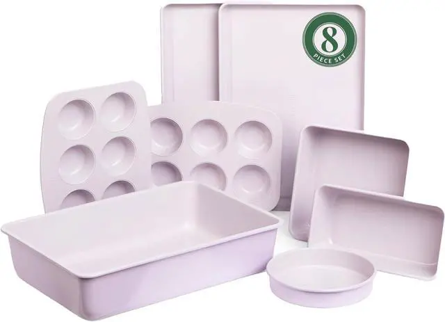 Main image of Larder & Vine 8-Piece Bakeware Set | Non-Stick Baking Set with Ceramic Finish | PFAS, PFOA, PTFE, and BPA Free Baking Essentials | Baking Sheets, Muffin Tins and Assorted Baking Pans | Lavender
