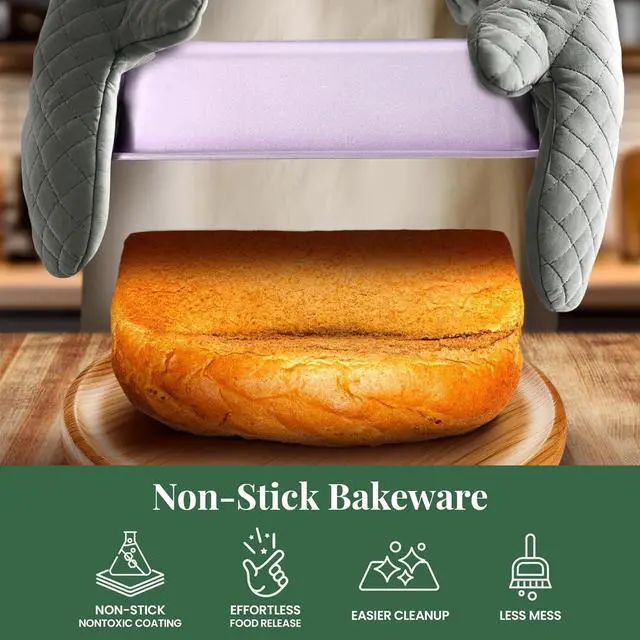 Alt view image 3 of 7 - Larder & Vine 8-Piece Bakeware Set | Non-Stick Baking Set with Ceramic Finish | PFAS, PFOA, PTFE, and BPA Free Baking Essentials | Baking Sheets, Muffin Tins and Assorted Baking Pans | Lavender