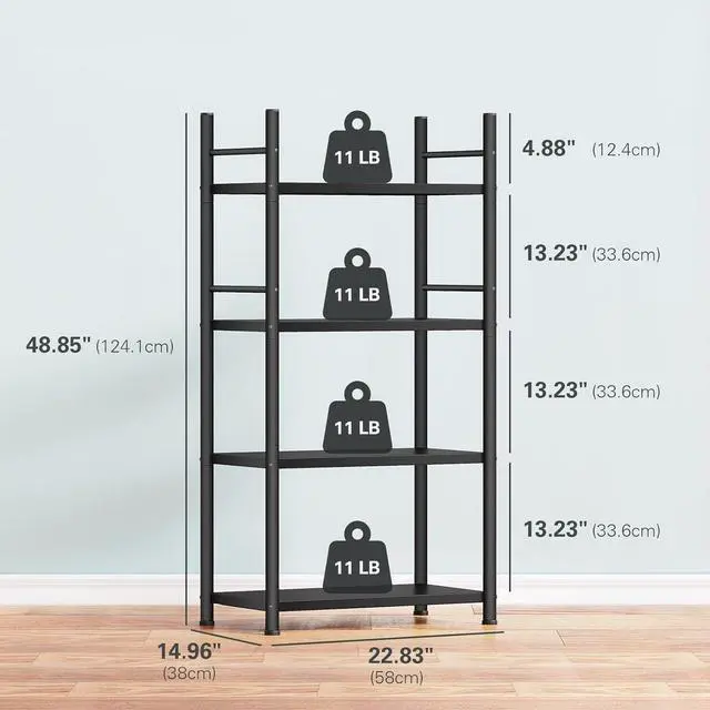 Alt view image 2 of 6 - Denkee 4 Tiers Kitchen Bakers Rack, Heavy Duty Free Standing Baker's Rack for Kitchens with Storage, Upgraded Industrial Microwave Stand Rack (22.83 L x 14.96 W x 48.85 H)
