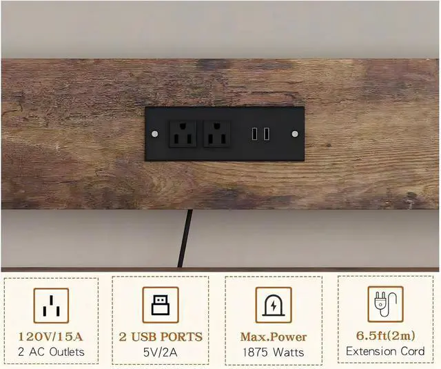 Alt view image 3 of 7 - Adjustable 4-Tier Heavy Duty Kitchen Baker's Rack with Power Outlet, with Industrial Wheels, Free Standing Microwave Oven Cart Stand for Storage in Living Room, Garage, Rustic Brown