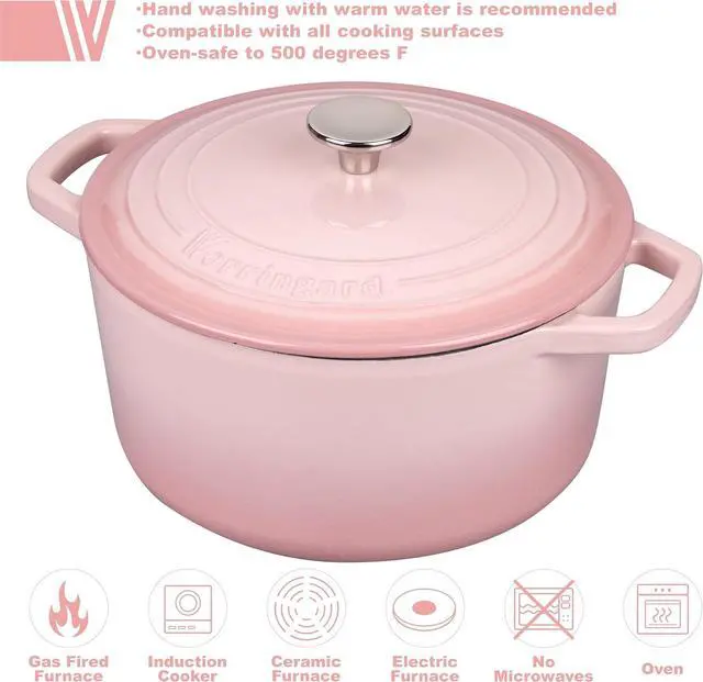 Alt view image 3 of 7 - Enameled Cast Iron Dutch Oven Pot with Lid, for Bread Baking, Round Bread Oven- include Sourdough Bread Baking Supplies Set, 6QT, Pink
