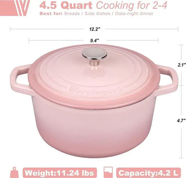 Alt view image 2 of 7 - Enameled Cast Iron Dutch Oven Pot with Lid, for Bread Baking, Round Bread Oven- include Sourdough Bread Baking Supplies set, 4.5QT, Pink