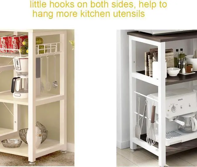 Alt view image 4 of 6 - SogesHome 4-Tier Microwave Stand Shelf, Kitchen Storage Organize Shelf, Coffee Snack for Home, Kitchen, Living-Room, Walnut Black