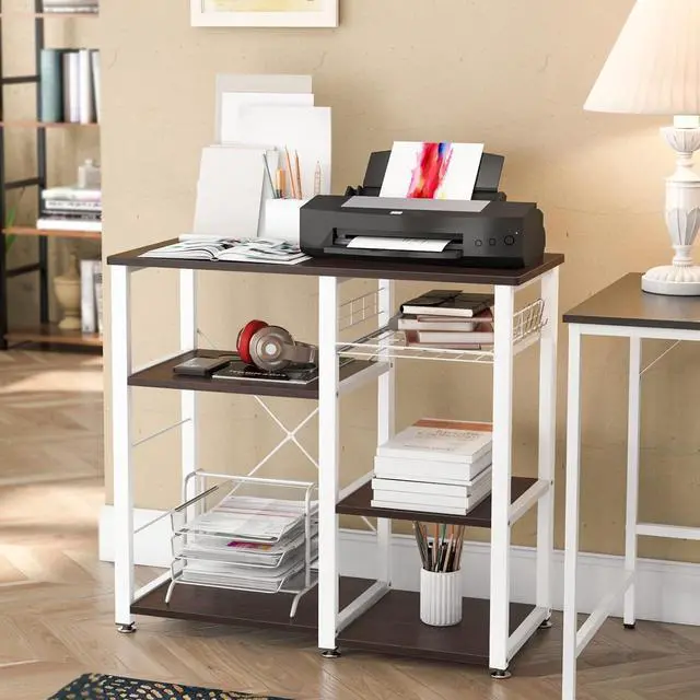 Alt view image 3 of 6 - SogesHome 4-Tier Microwave Stand Shelf, Kitchen Storage Organize Shelf, Coffee Snack for Home, Kitchen, Living-Room, Walnut Black