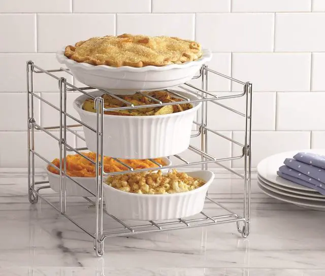 Main image of Nifty 3-Tier Oven Rack  Non-Stick, Dishwasher Safe, Use for Cooking Casseroles, Compact Collapsible Kitchen Storage, Chrome-Plated Steel Construction