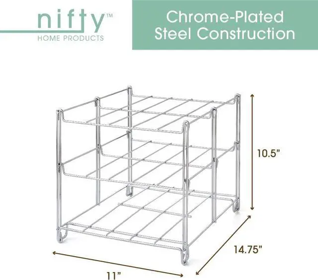 Alt view image 3 of 7 - Nifty 3-Tier Oven Rack  Non-Stick, Dishwasher Safe, Use for Cooking Casseroles, Compact Collapsible Kitchen Storage, Chrome-Plated Steel Construction
