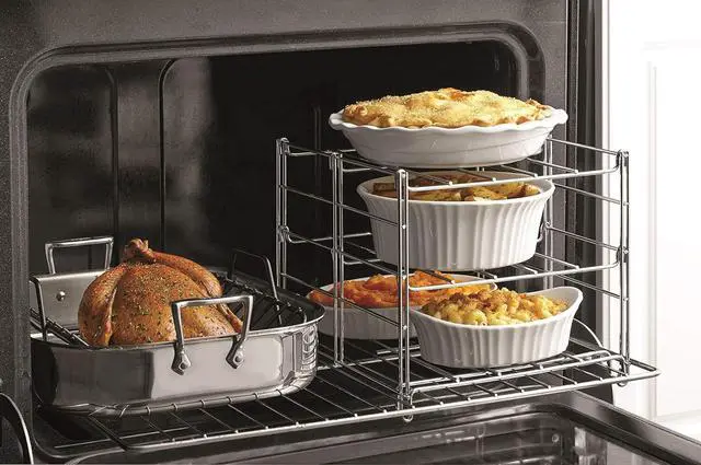 Alt view image 7 of 7 - Nifty 3-Tier Oven Rack  Non-Stick, Dishwasher Safe, Use for Cooking Casseroles, Compact Collapsible Kitchen Storage, Chrome-Plated Steel Construction
