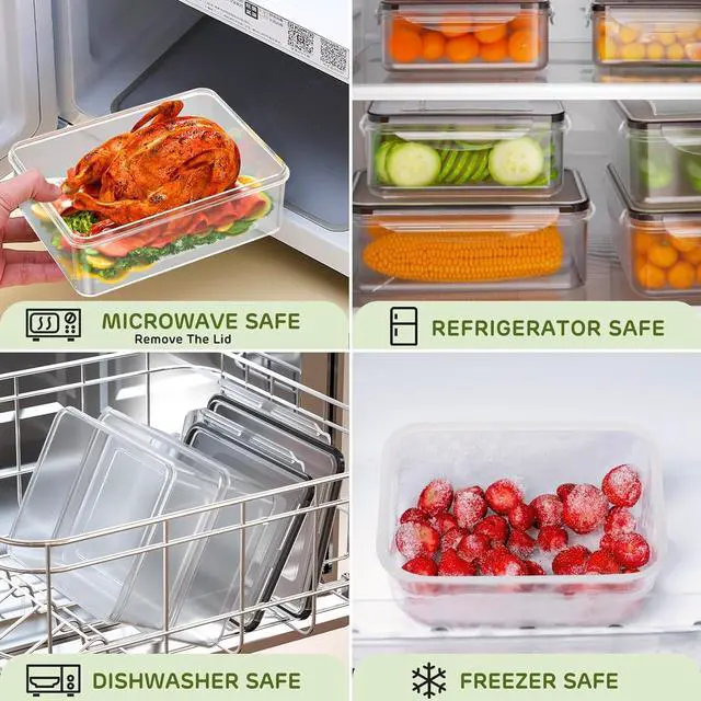 Alt view image 6 of 7 - 40 PCS Food Storage Containers with Lids Airtight (20 Lids &20 Containers) - Leakproof Meal-Prep Containers for Kitchen Storage Reusable Plastic Microwave/Dishwasher Safe with Labels & Pen