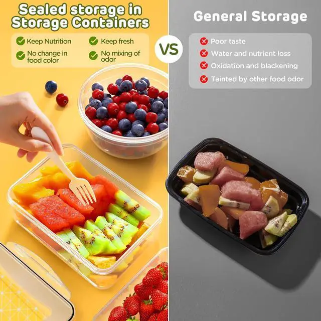 Alt view image 5 of 7 - 40 PCS Food Storage Containers with Lids Airtight (20 Lids &20 Containers) - Leakproof Meal-Prep Containers for Kitchen Storage Reusable Plastic Microwave/Dishwasher Safe with Labels & Pen