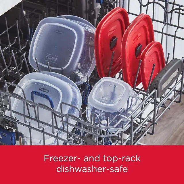 Alt view image 6 of 6 - Rubbermaid 16-Piece BPA-Free Plastic Food Storage Set, Red Vented Lids - Microwave, Dishwasher Safe: Perfect for Meal Prep, Leftovers, and Kitchen Organization