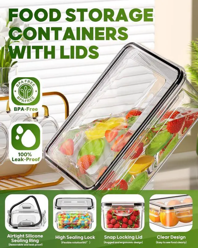 Alt view image 3 of 7 - 60 PCS Food Storage Containers with Lids(30 Containers & 30 Lids), BPA-Free Plastic Food Containers for Kitchen Storage, Leak Proof, Reusable Meal Prep Containers with Labels & Pen