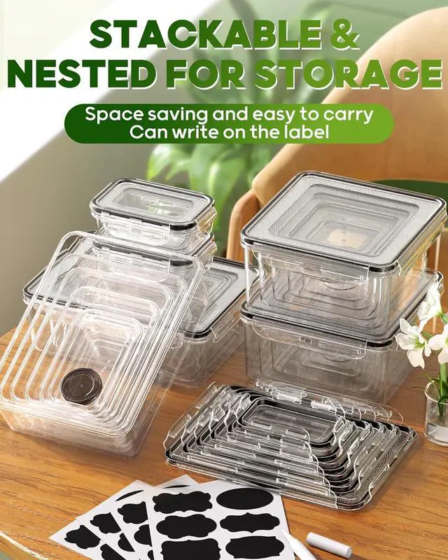 Alt view image 7 of 7 - 60 PCS Food Storage Containers with Lids(30 Containers & 30 Lids), BPA-Free Plastic Food Containers for Kitchen Storage, Leak Proof, Reusable Meal Prep Containers with Labels & Pen