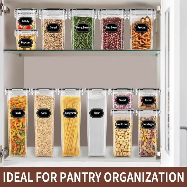 Alt view image 5 of 7 - PRAKI Airtight Food Storage Containers Set with Lids - 24 PCS, BPA Free Kitchen and Pantry Organization, Plastic Leak-proof Canisters for Cereal Flour & Sugar - Labels & Marker