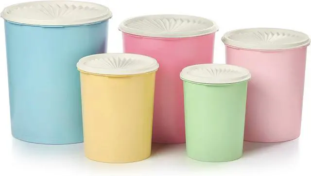 Main image of Tupperware Heritage Collection 10 Piece Nested Canister Set in Vintage Colors, Dishwasher Safe and BPA Free (5 Containers, 5 Lids)