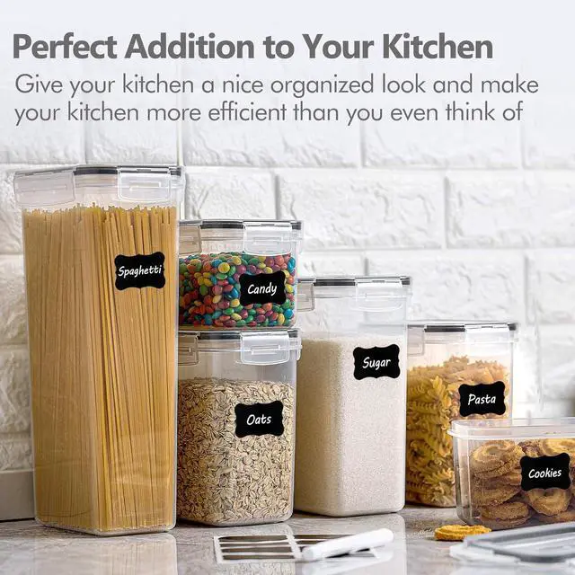 Alt view image 5 of 7 - CHEFSTORY Airtight Food Storage Containers with Lids, 8 PCS Plastic Storage Canisters for Kitchen & Pantry Organization,Dry Food Canisters for Flour, Sugar and Cereal