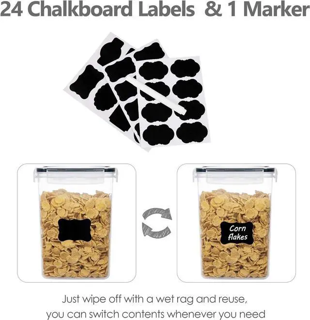 Alt view image 7 of 7 - CHEFSTORY Airtight Food Storage Containers with Lids, 8 PCS Plastic Storage Canisters for Kitchen & Pantry Organization,Dry Food Canisters for Flour, Sugar and Cereal