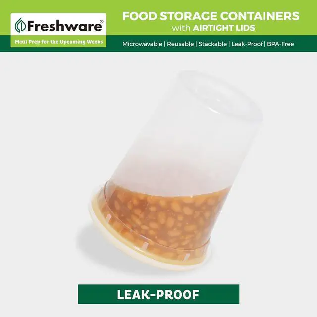 Alt view image 4 of 7 - Freshware Food Storage Containers [24 Set] 32 oz Plastic Deli Containers with Lids, Slime, Soup, Meal Prep Containers | BPA Free | Stackable | Leakproof | Microwave/Dishwasher/Freezer Safe